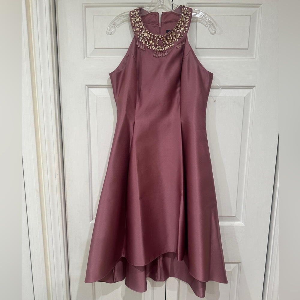 Adrianna Papell Mauve Dress with Jewel Embellishments